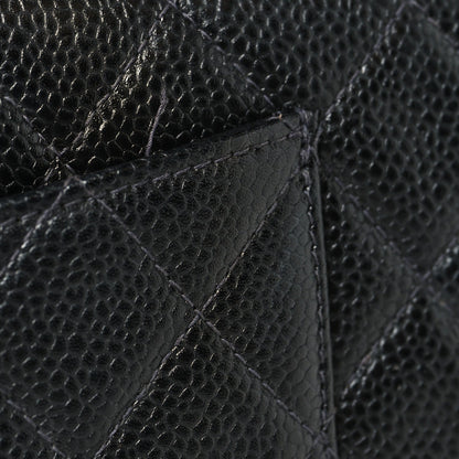 Caviar Quilted Medium Double Flap Black