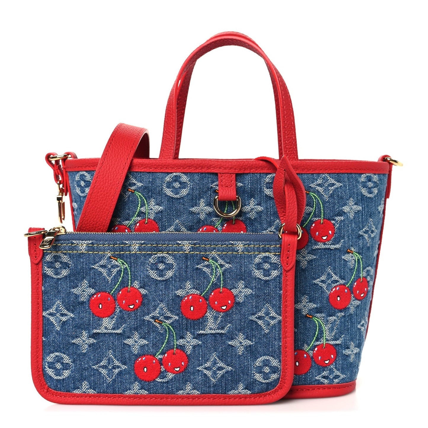 LV X TM Monogram Denim Cerises Neverfull Inside Out BB