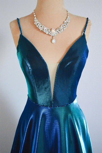 Satin A-Line Sleeveless Open Back Party Prom Dress