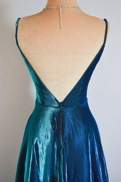 Satin A-Line Sleeveless Open Back Party Prom Dress