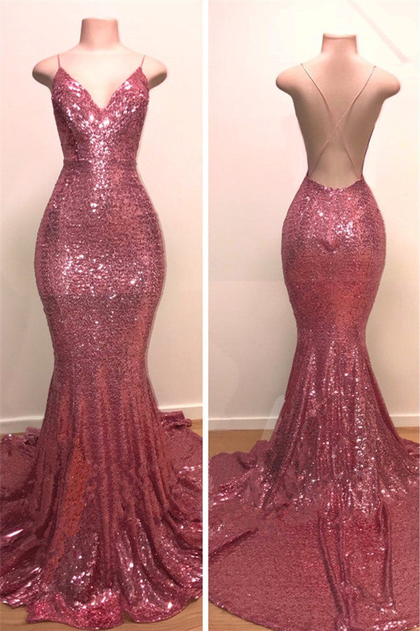 V-Neck Mermaid Evening Dress Sequins