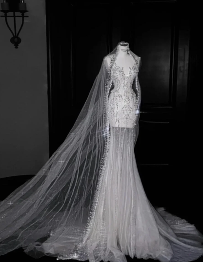 V Neck Beading Wedding Dress Ivory Sexy Wedding Gowns  fg8671