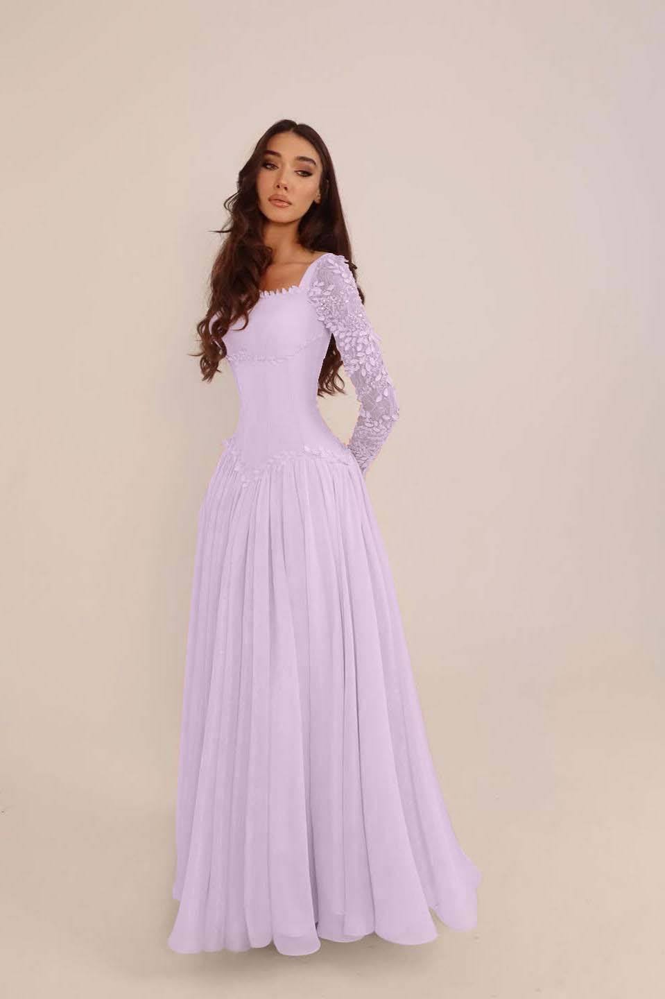 Glamorous Candy Pink Chiffon Long Sleeves Long Evening Dress With Sequins