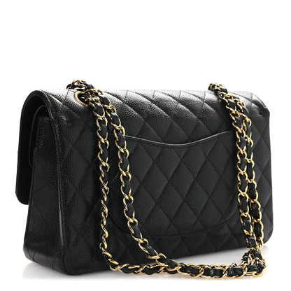 Caviar Quilted Medium Double Flap Black