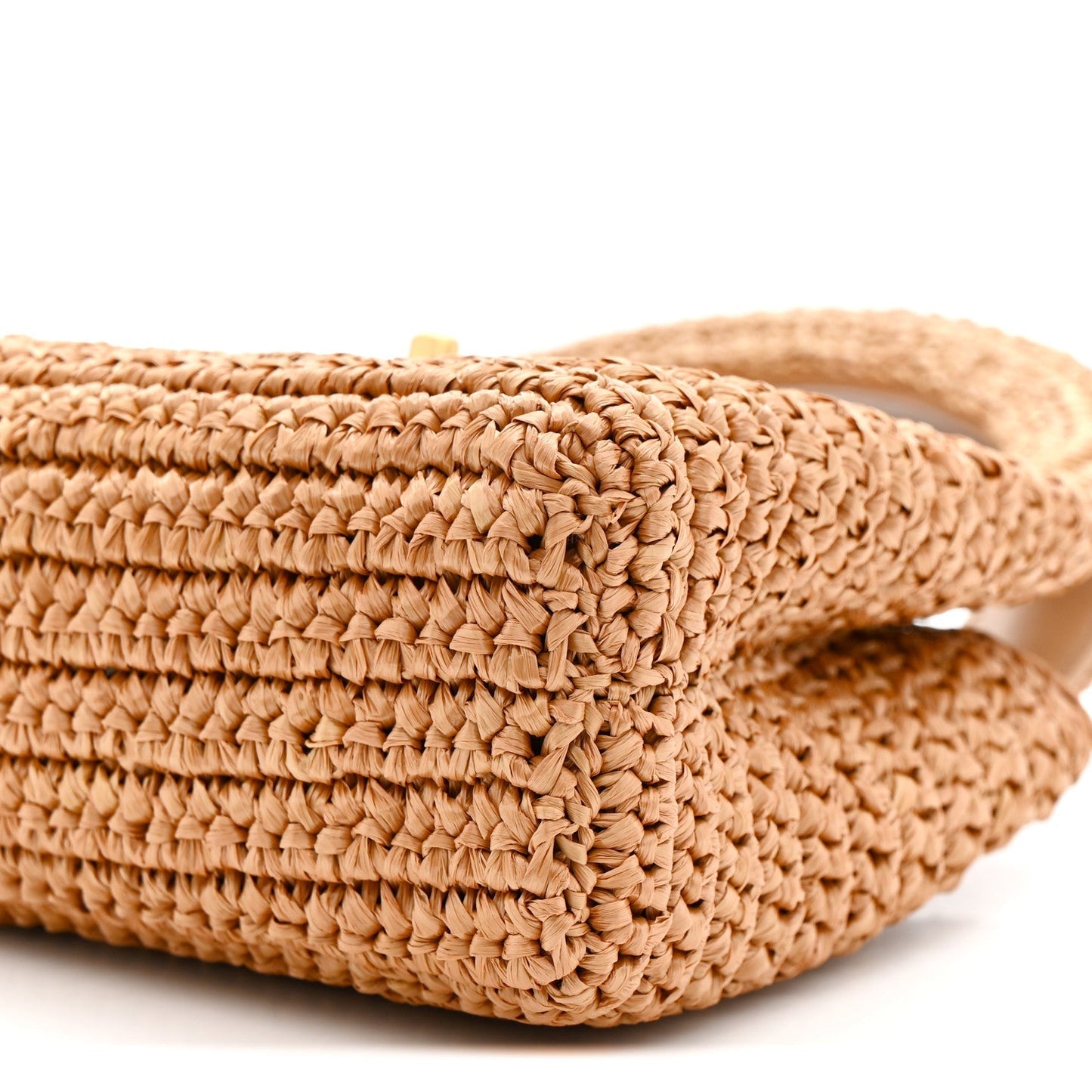 Braided Raffia Nano Kelly Flap Bag Dark Beige