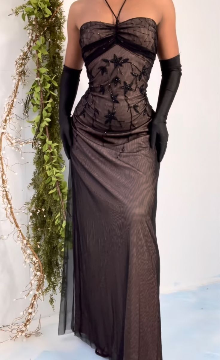 Elegant Brown Halter Neck Mermaid Beading Vintage Long Evening Party Dress, D966