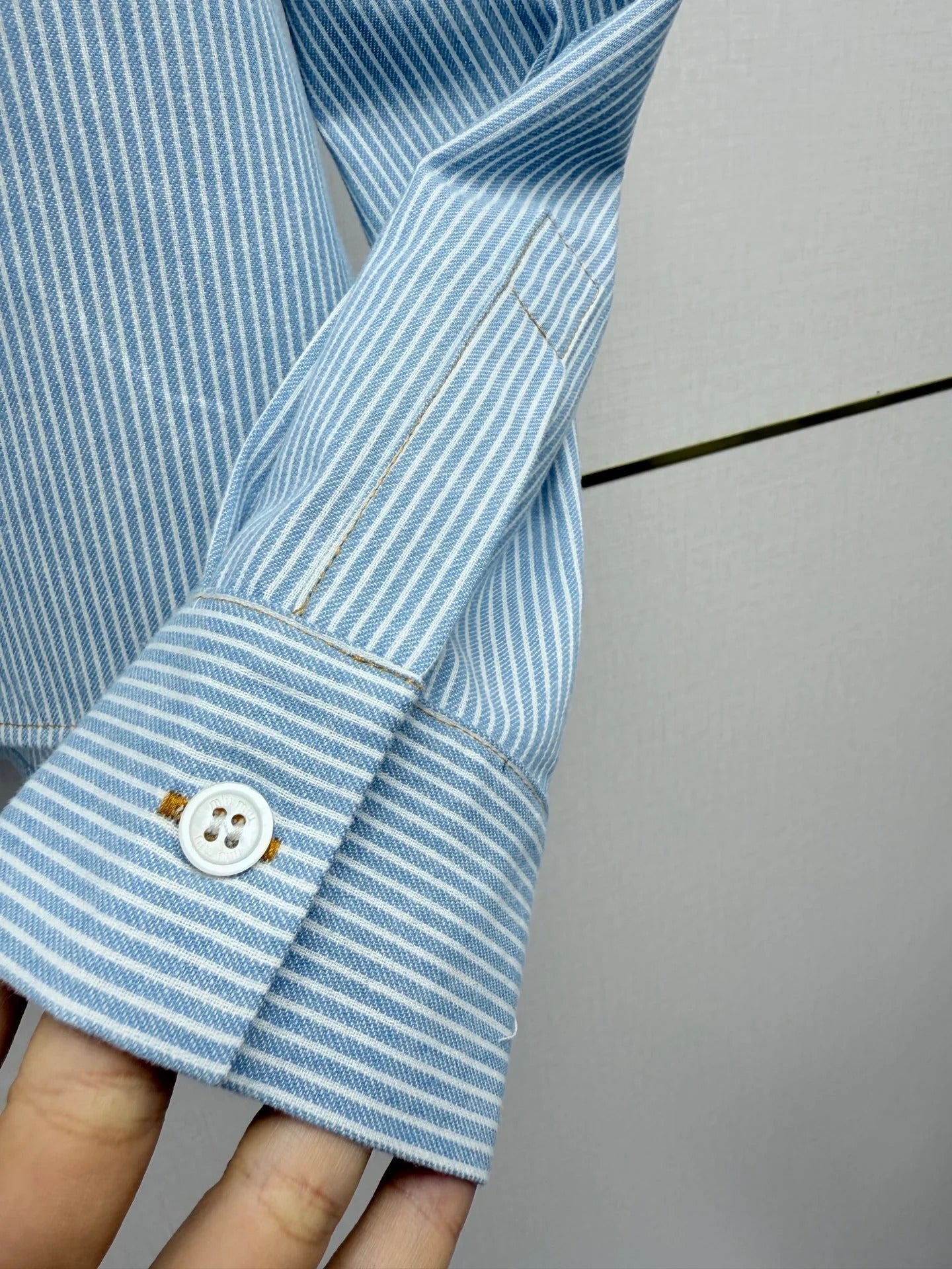 Miumiu 2026 Short-Sleeve Long-Sleeve Shirt Blue Cotton 351550