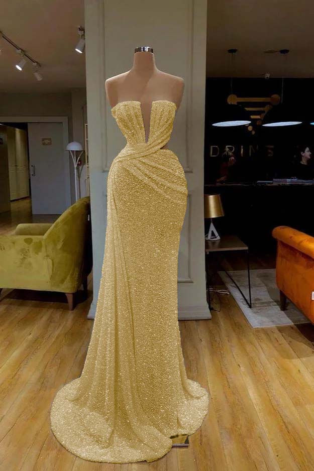 Sequins Gorgeous White Strapless Prom Dress Online