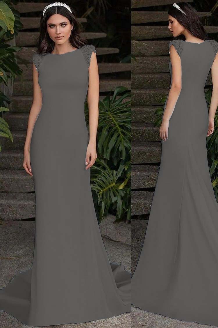 White Sleeveless Strapless Mermaid Long Prom Dress With Beading