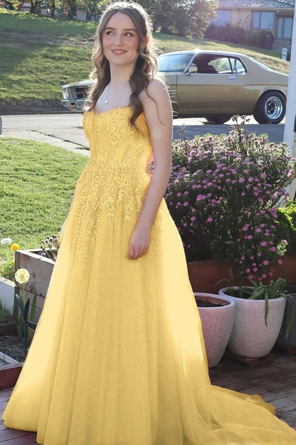 Sleeveless Spaghetti Straps Sweetheart A-Line Sequins Prom Dress