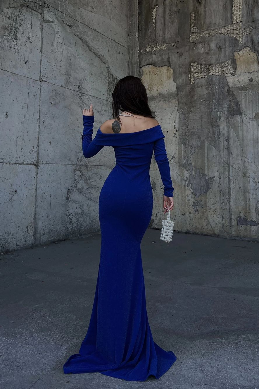 Stunning Dark Green Strapless Long Sleeves Deep V Neck Mermaid Prom Dress with Split