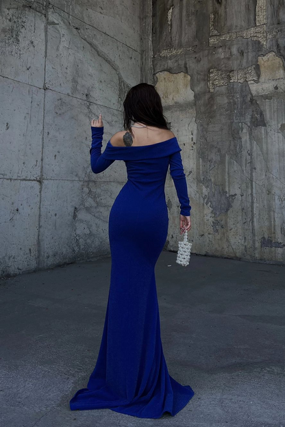 Stunning Dark Green Strapless Long Sleeves Deep V Neck Mermaid Prom Dress with Split