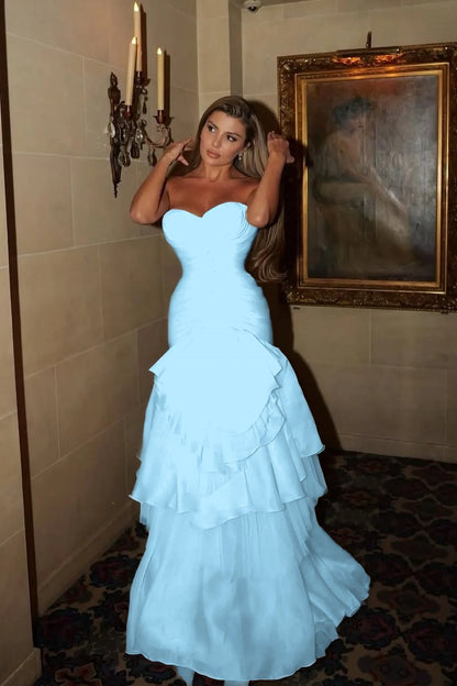 Chic Strapless Sleeveless Sweetheart Prom Dress With Pleated