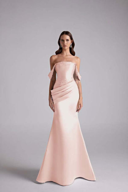 Sleeveless Sweetheart Strapless Off Shoulder A Line Long Prom Dress With Beading