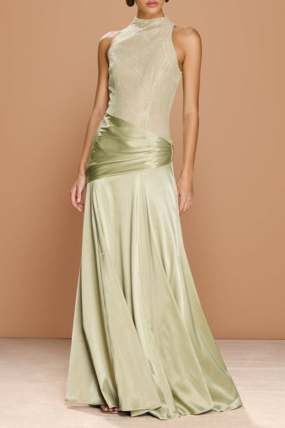 Chic Sleeveless High Neck Prom Dress With Embroidery
