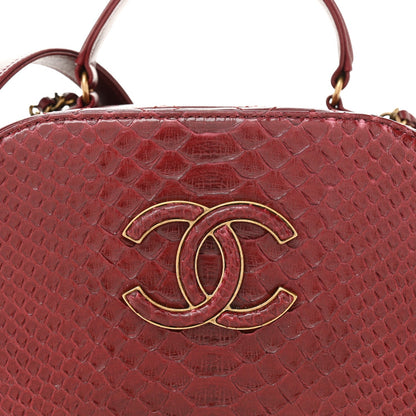 Snakeskin Calfskin Quilted Small Coco Curve Vanity Burgundy
