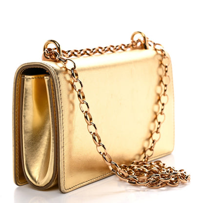Metallic Calfskin DG Girls Shoulder Bag Gold