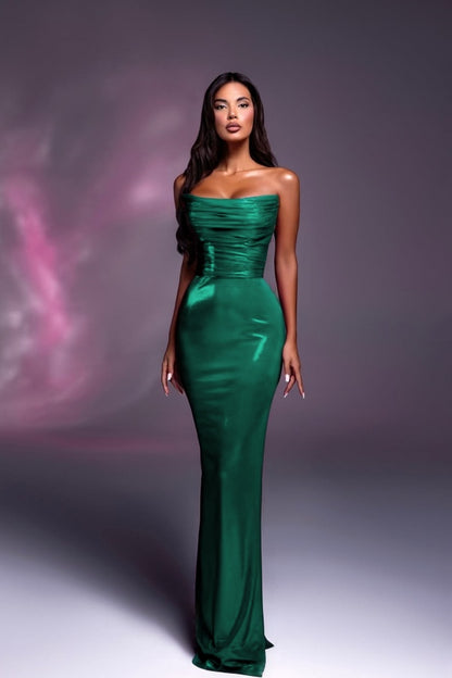 Fuchsia Strapless Long Prom Dress Mermaid Sleeveless