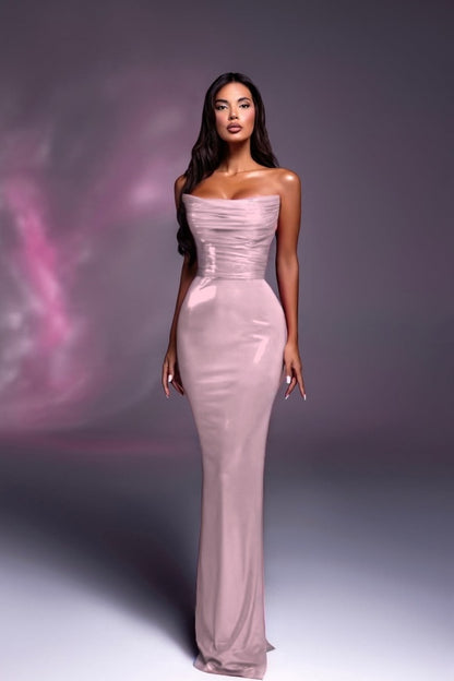 Fuchsia Strapless Long Prom Dress Mermaid Sleeveless