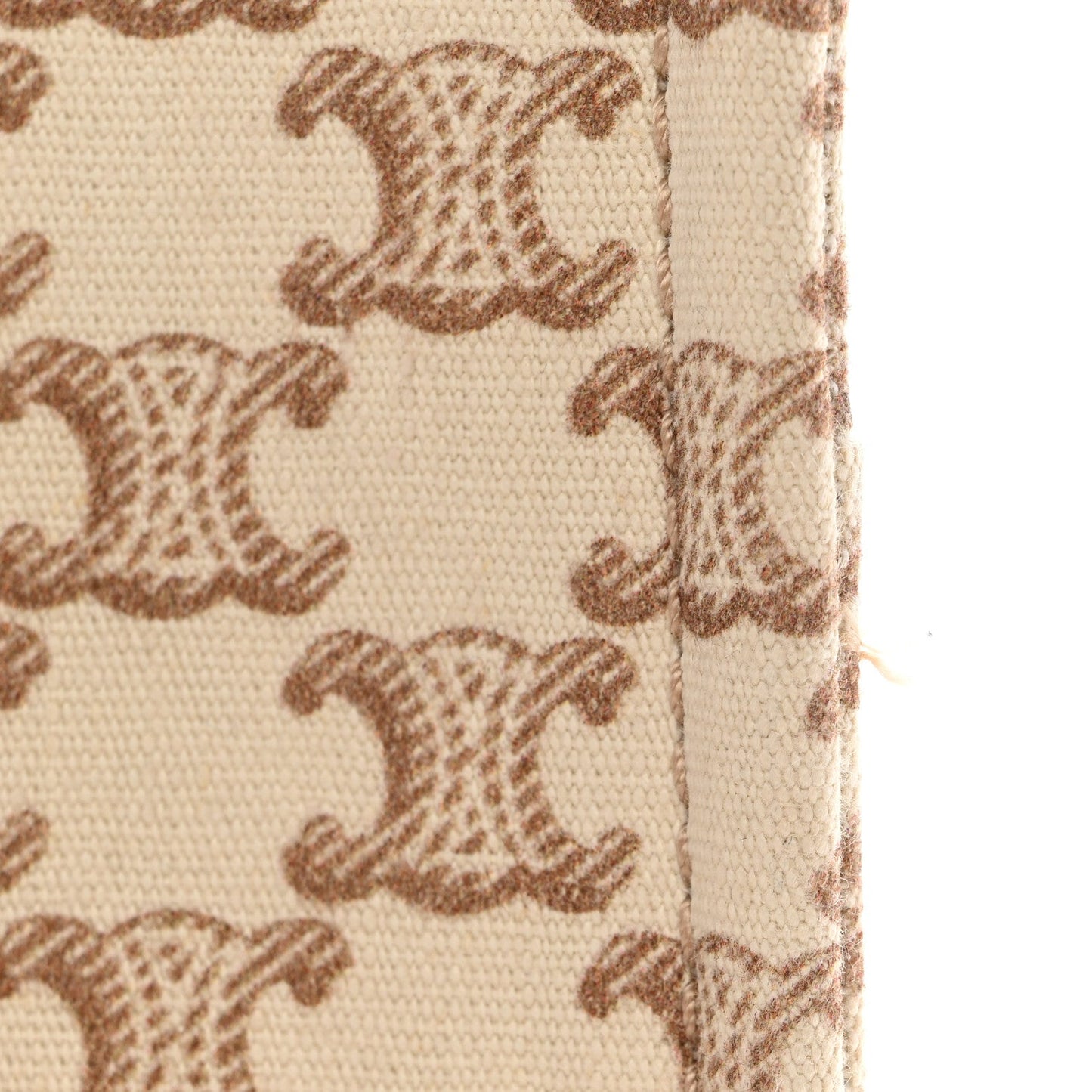 Canvas Calfskin Triomphe Print Small Cabas Thais White