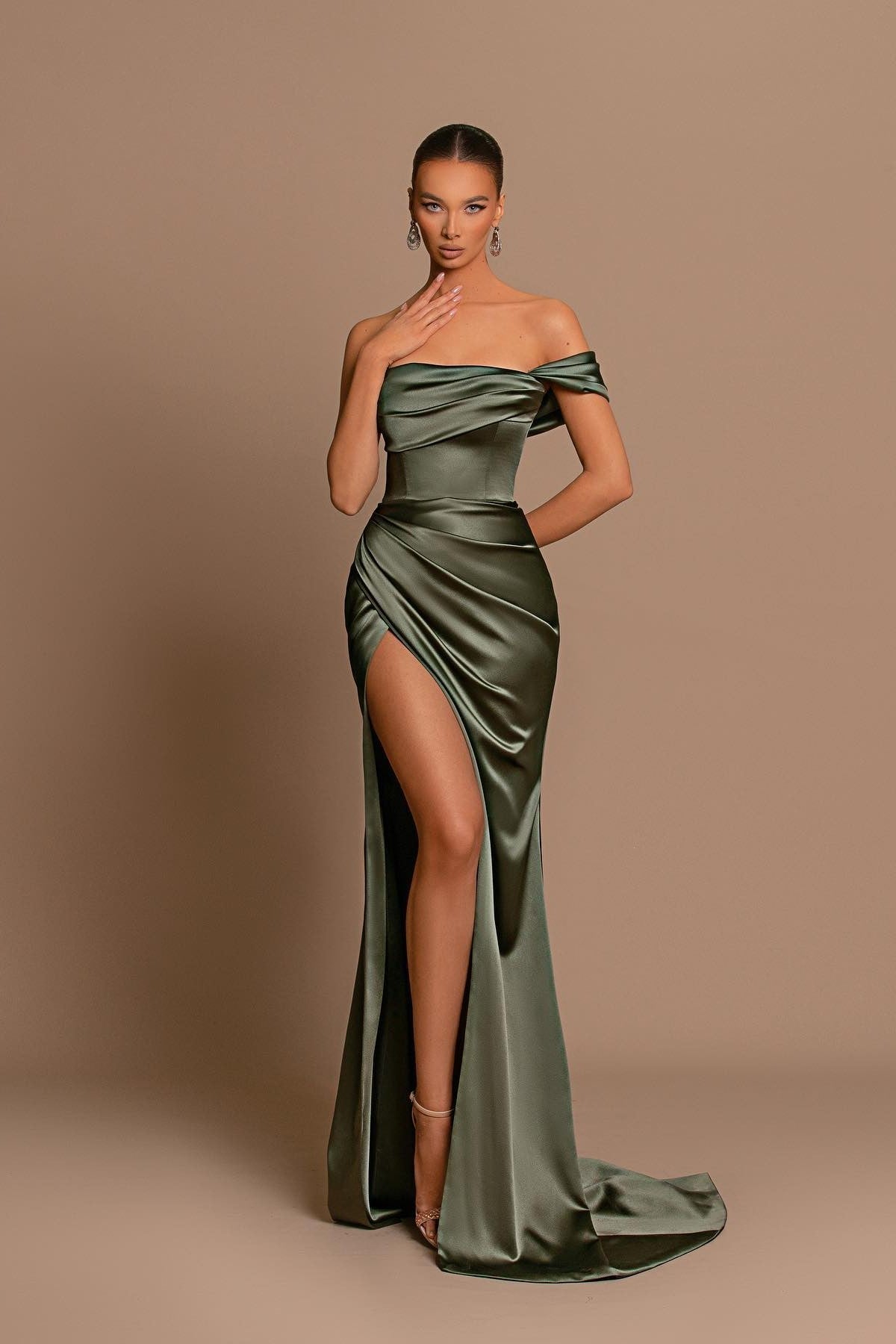 Glamorous One-Shoulder Mermaid Strapless Prom Dress With Split For Party