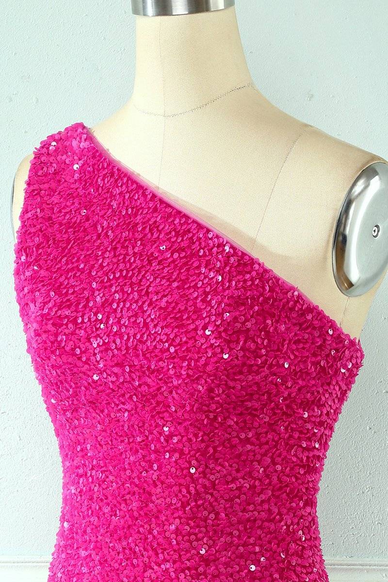 Sheath One Shoulder Straps Back Sequins Mini Homecoming Dress