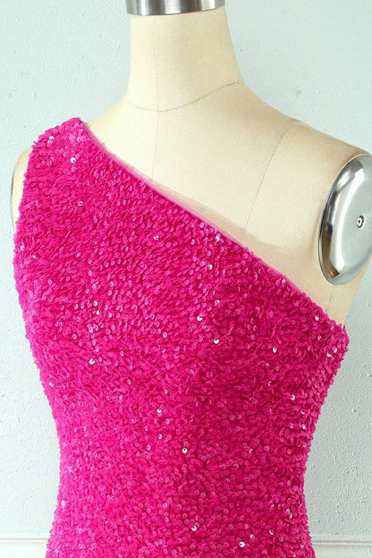 Sheath One Shoulder Straps Back Sequins Mini Homecoming Dress