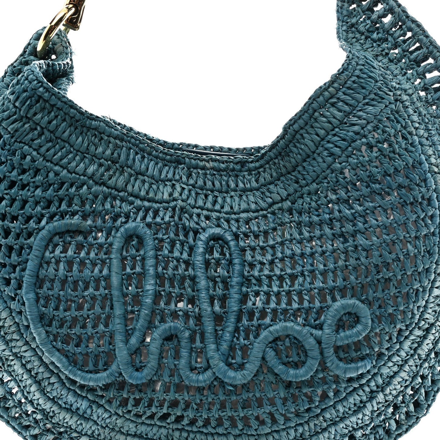 Raffia Calfskin Summer Banana Hobo Stormy Sea