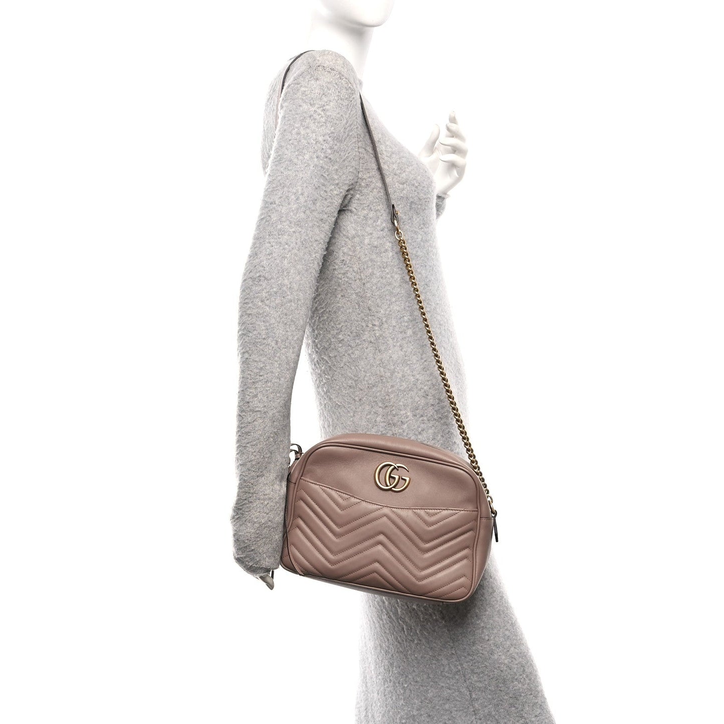 Calfskin Matelasse Medium GG Marmont Chain Shoulder Bag Porcelain Rose