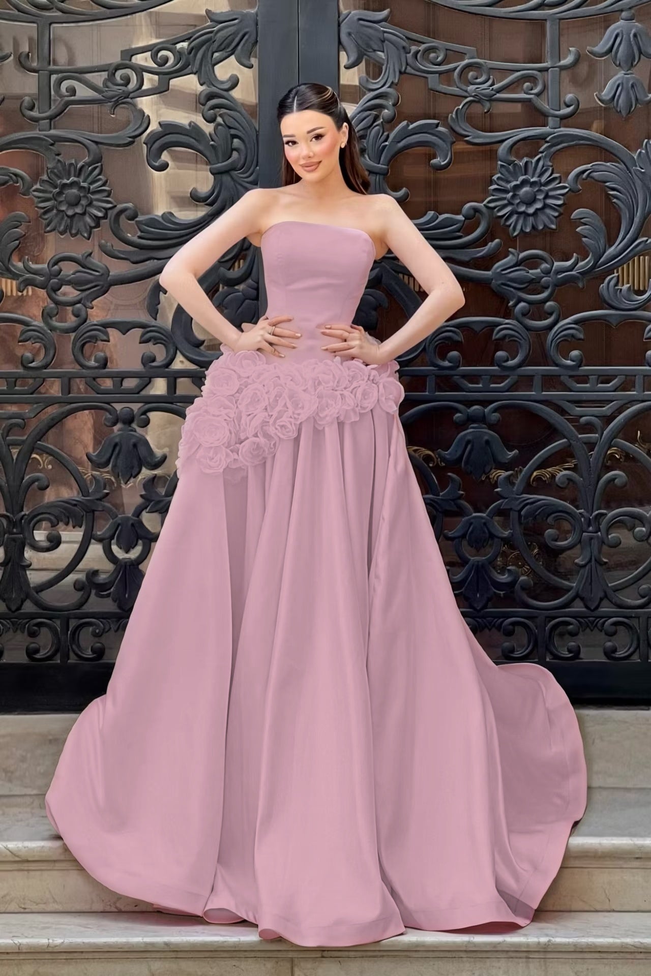Charming Sleeveless Square A-Line Evening Dress With Handmade Flower