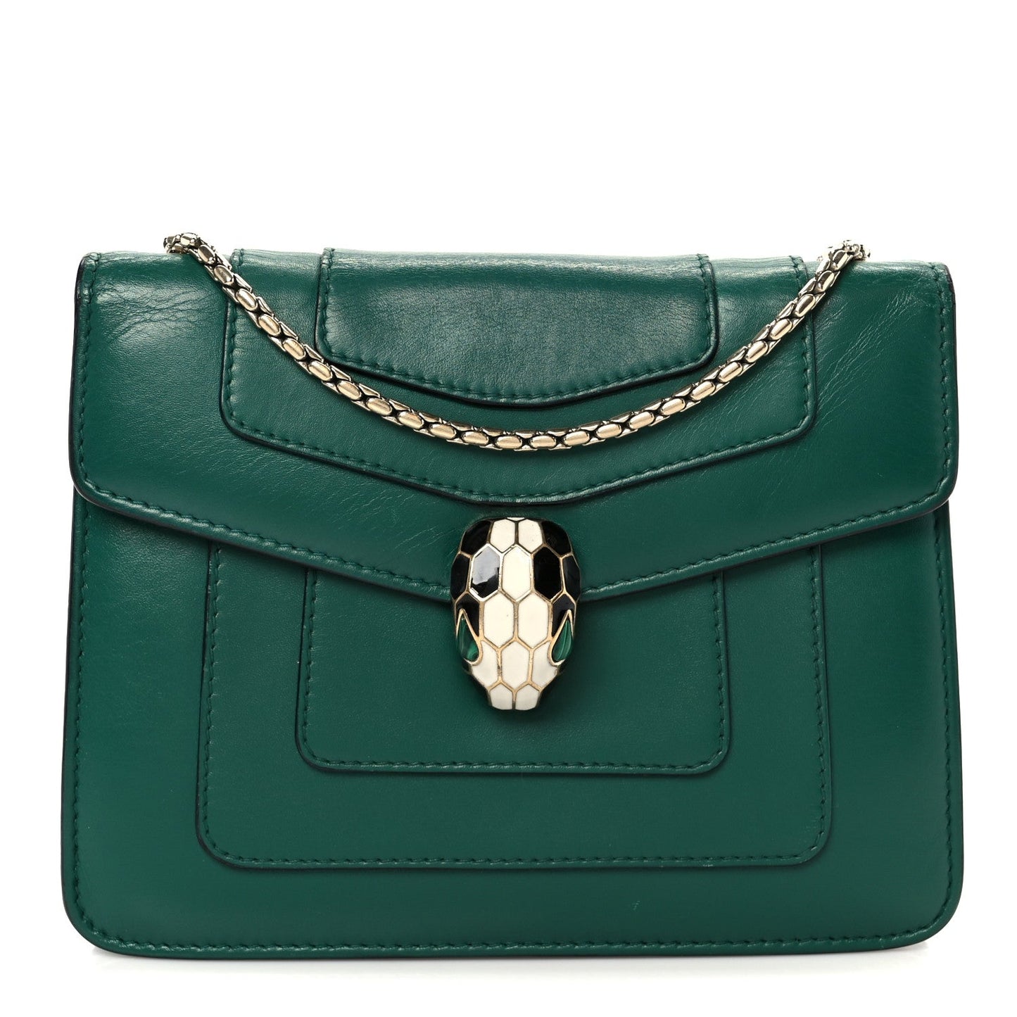 Calfskin Small Serpenti Forever Snake Strap Crossbody Bag Emerald Green