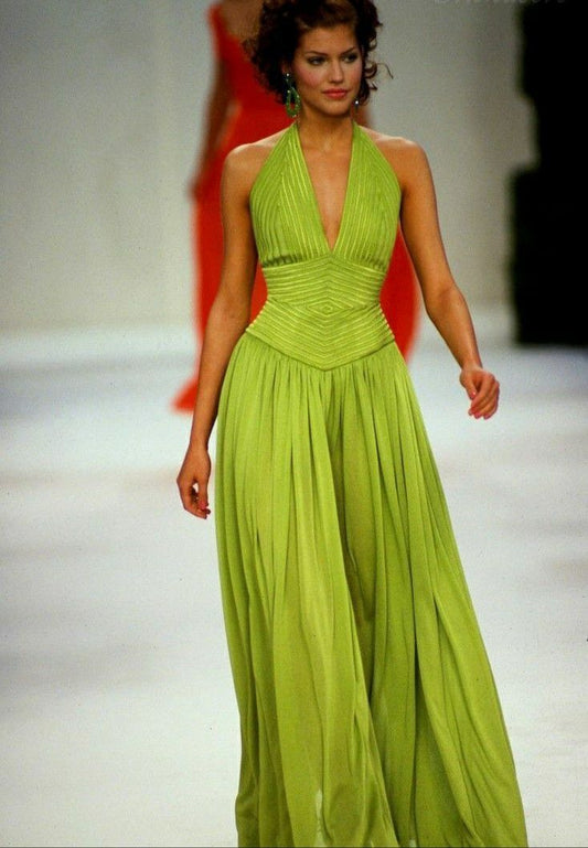 Charming A Line Halter Green Chiffon Open Back Prom Dress Graduation Prom Dress SH2657