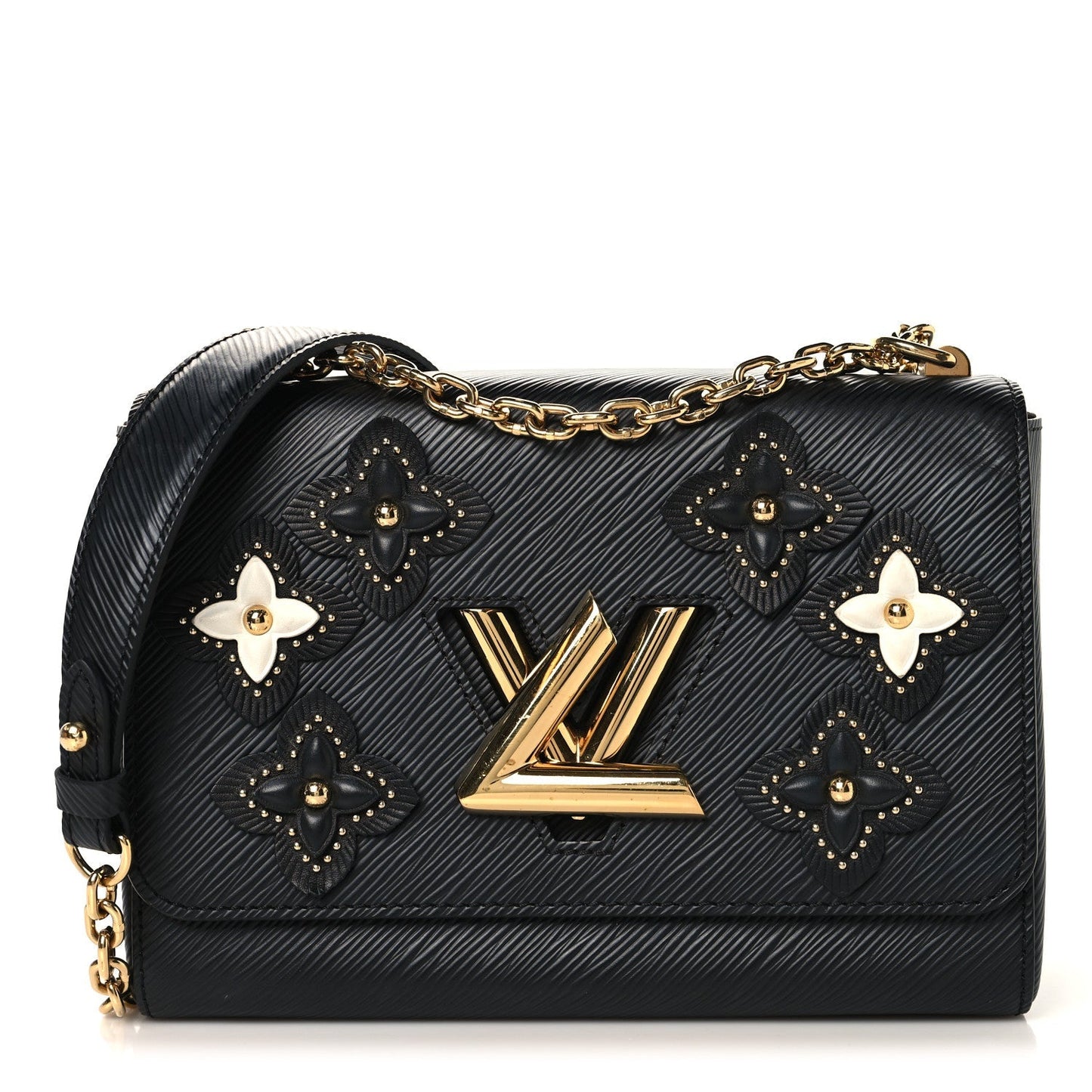 Epi Flowers Twist Shoulder Bag MM  Black