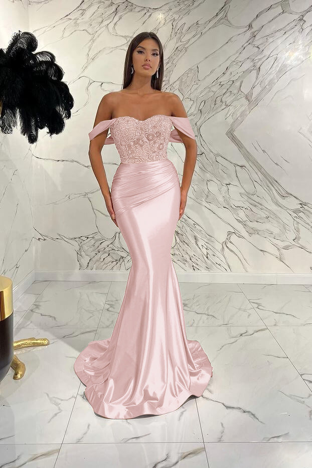 Gorgeous Mermaid Sequins Prom Dress With Beads Pleated Off-The-Shoulder