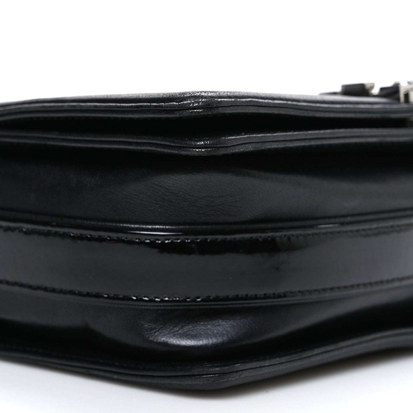 Calfskin Patent Braided Medium Boy Flap Black