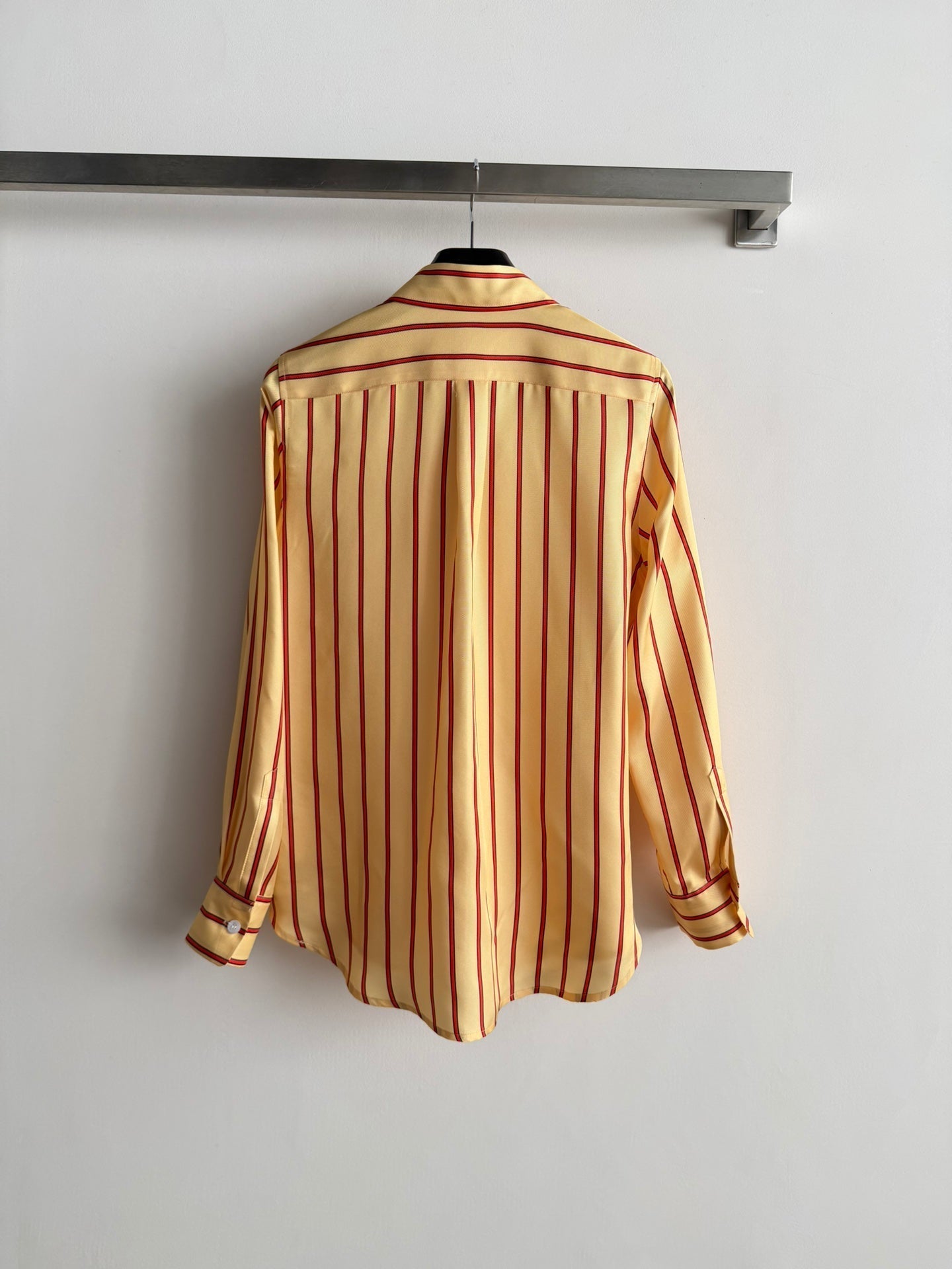 Celine 26SS Striped Shirt Yellow in Silk Fabric 849595
