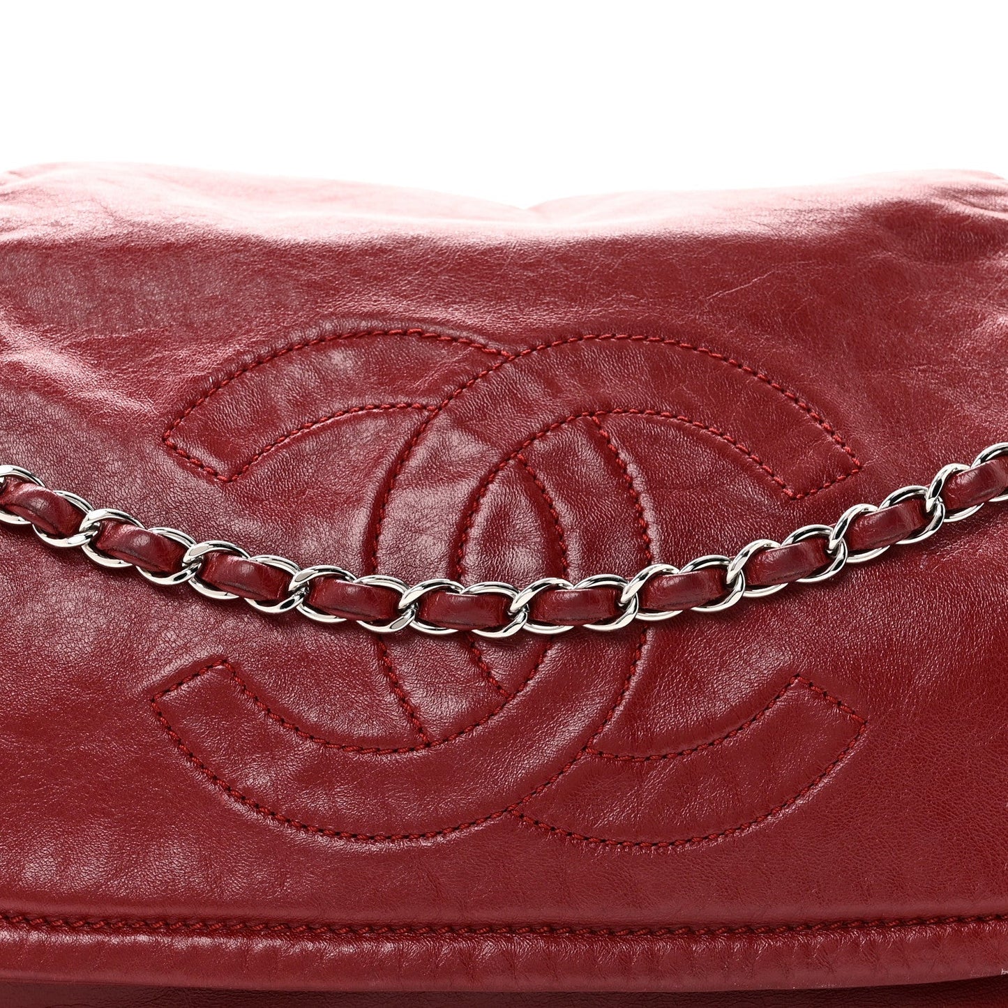 Lambskin Medium Rock and Chain Flap Red