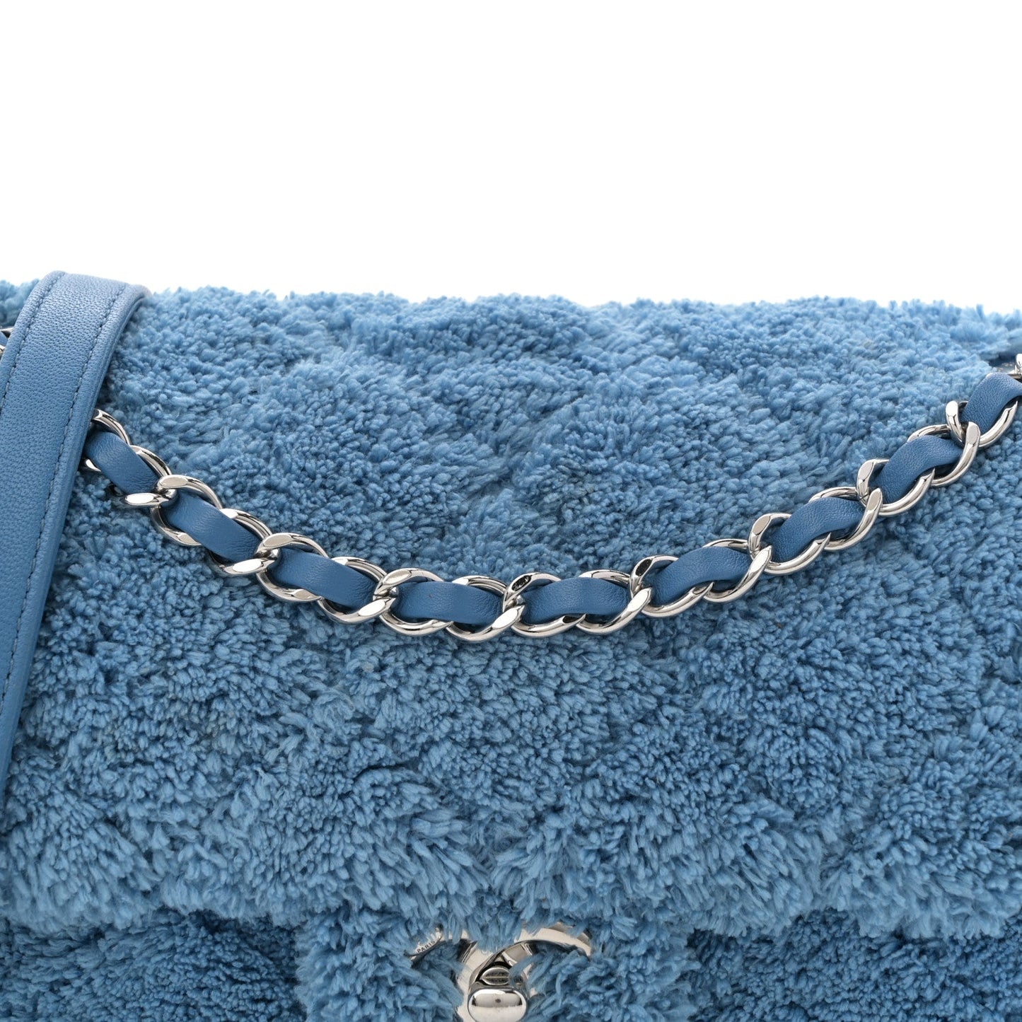 Lambskin Calfskin Mixed Fibers Quilted Small Flap Blue