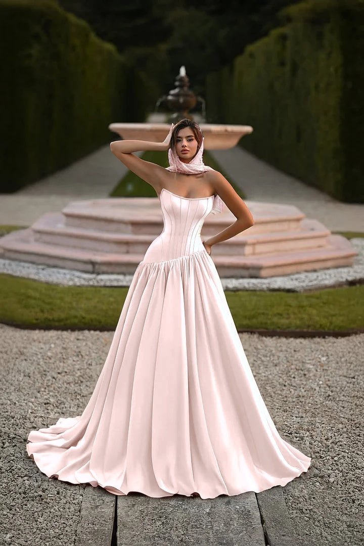 Sky Blue Sleeveless Square A Line Prom Dress With Pleated
