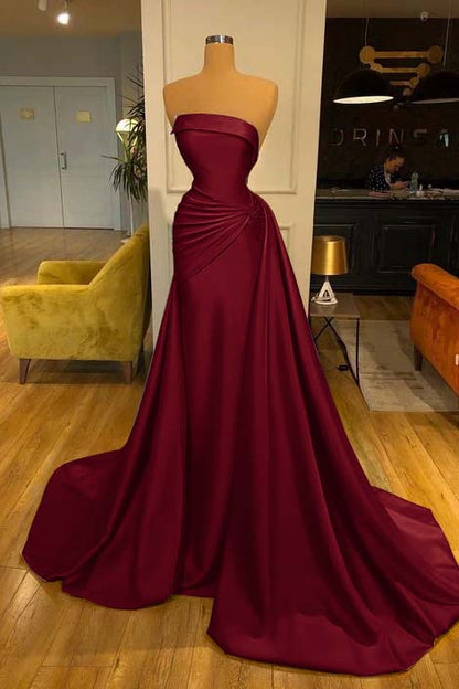 Strapless Baby Blue Elegant Mermaid Evening Dress Long With Ruffle