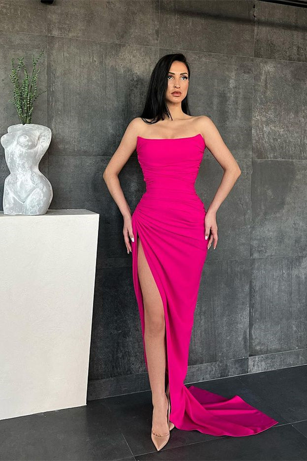 Mermaid Strapless Long Evening Dress With Slit