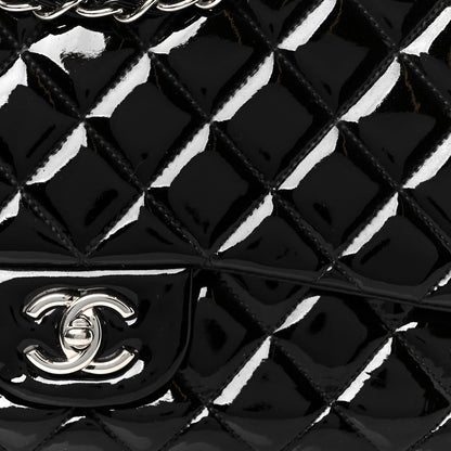 Patent Quilted Maxi Single Flap Black