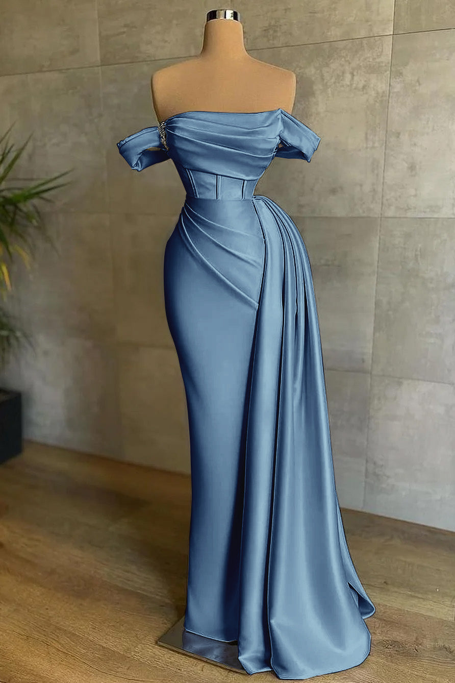 White Mermaid Prom Dress Off-The-Shoulder