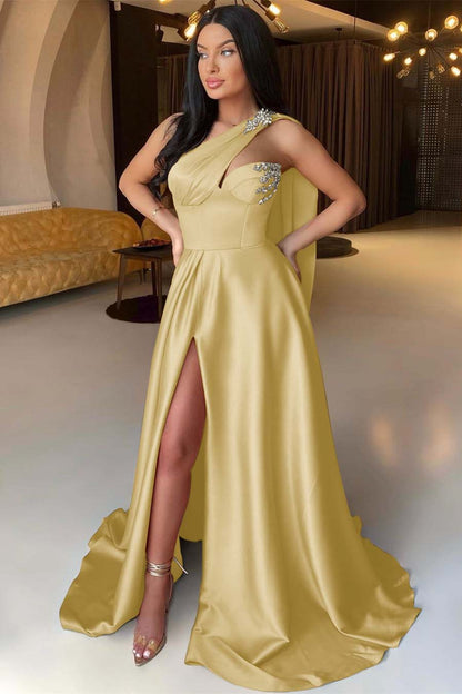 Front Slit One Shoulder Mermaid Prom Dress With Beadings Online