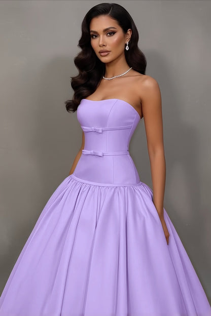 Stunning Sleeveless Strapless A Line Prom Dress With Bowknot