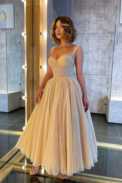 Glittering Straps Sweetheart Prom Dress