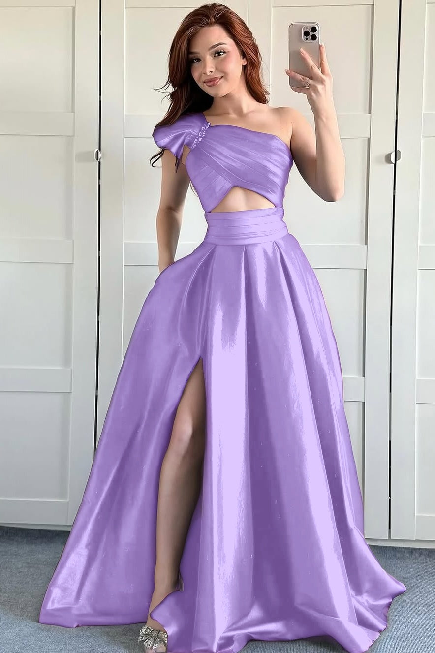 Sleeveless Asymmetric A-Line Beads Prom Dress