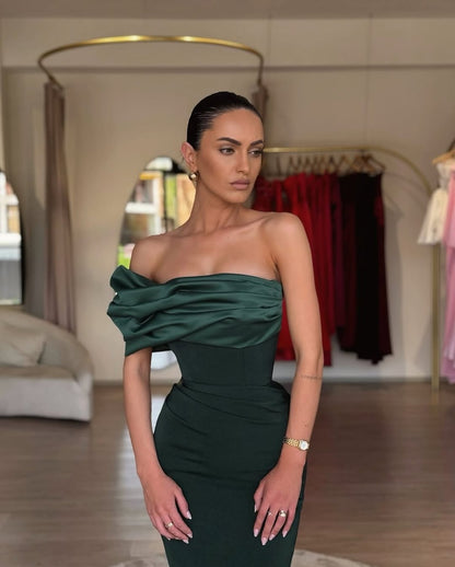 Sleeveless Square Strapless Mermaid One-Shoulder Prom Dress