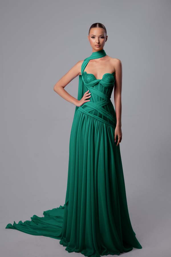 Stunning Fuchsia Chiffon Sleeveless Sweetheart Lace Prom Dress with Scarf