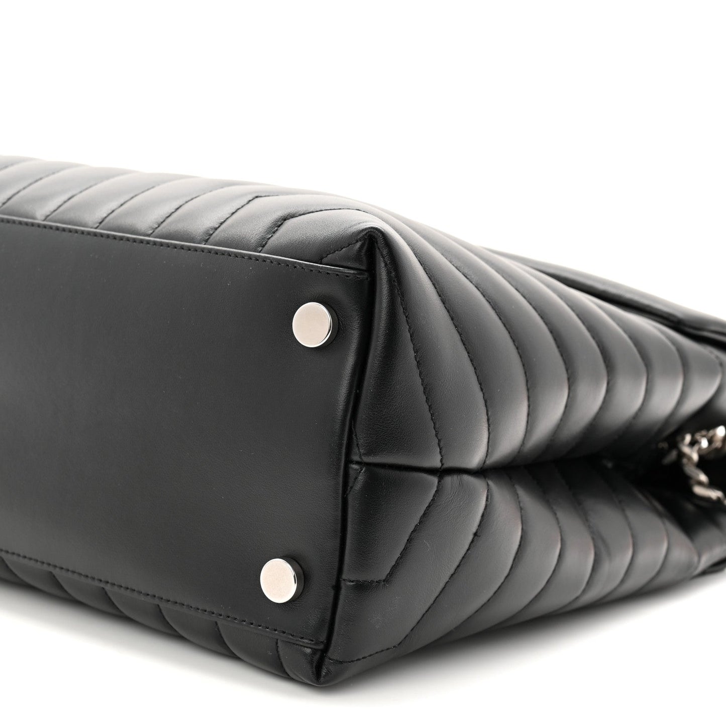 Calfskin Y Quilted Monogram Large Loulou Chain Satchel Black